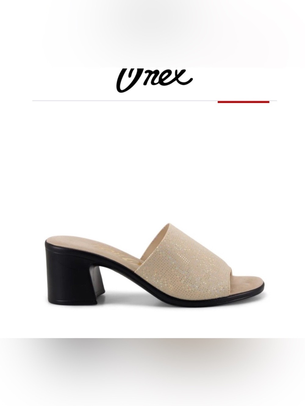 Onex Beige Shimmer Slide Mules  Block Heel Style Rebecca Size 11 NEW IN BOX